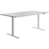 Topstar E-Table elektrisch höhenverstellbarer Schreibtisch lichtgrau rechteckig, T-Fuß-Gestell weiß 180,0 x 80,0 cm von Topstar