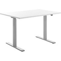 Topstar E-Table elektrisch höhenverstellbarer Schreibtisch weiß rechteckig, T-Fuß-Gestell grau 120,0 x 80,0 cm von Topstar
