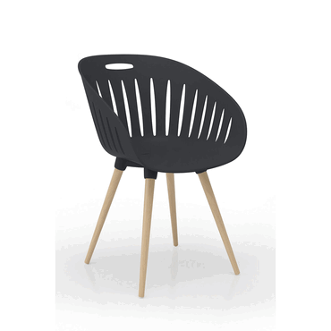 Topstar Schalenstuhl Outdoor ohne Armlehnen anthrazit / buche 2 Stück. von Topstar