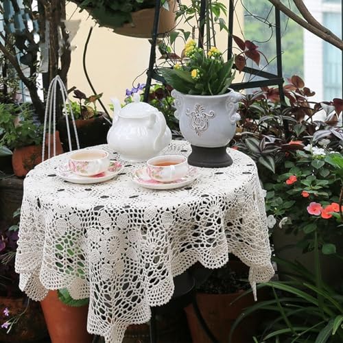Handgefertigte Tischdecke mit gehäkeltem Blumenmuster, rechteckig, für Couchtisch, Baumwollstoff, Tischdecke mit chinesischem Rotknospen, abwischbar, Blumendekoration, Tischdecke für Sofa, Nachttisch Handgefertigte Tischdecke mit gehäkeltem Blumenmuster, rechteckig, für Couchtisch, Baumwollstoff, Tischdecke mit chinesischem Rotknospen, abwischbar, Blumendekoration, Tischdecke für Sofa, Nachttisch von Topwon