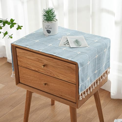 Kleine rechteckige Tischdecke für Couchtisch, Boho-Stil, Gingham-Muster, Nachttischabdeckung mit Quaste, Chenille-Stoff, staubdicht, abwischbar, Tischdecke für Kühlschrank, TV-Schrank, Mikrowelle, 40 Kleine rechteckige Tischdecke für Couchtisch, Boho-Stil, Gingham-Muster, Nachttischabdeckung mit Quaste, Chenille-Stoff, staubdicht, abwischbar, Tischdecke für Kühlschrank, TV-Schrank, Mikrowelle, 40 von Topwon