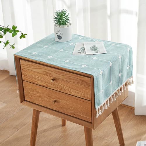 Kleine rechteckige Tischdecke für Couchtisch, Boho-Stil, Gingham-Muster, Nachttischabdeckung mit Quaste, Chenille-Stoff, staubdichte Tischdecke für Kühlschrank, TV-Schrank, Mikrowelle, 40 x 90 cm Kleine rechteckige Tischdecke für Couchtisch, Boho-Stil, Gingham-Muster, Nachttischabdeckung mit Quaste, Chenille-Stoff, staubdichte Tischdecke für Kühlschrank, TV-Schrank, Mikrowelle, 40 x 90 cm von Topwon