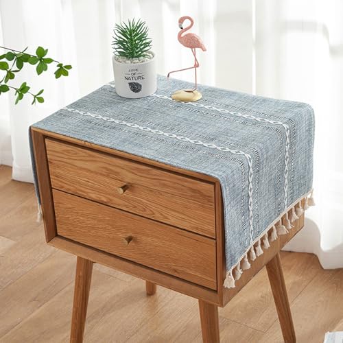 Kleine rechteckige Tischdecke für Couchtisch, Boho-Stil, gestreift, Nachttischabdeckung mit Quaste, Chenille-Stoff, staubdicht, abwischbar, Tischdecke für Kühlschrank, TV-Schrank, Mikrowelle, 40 x 90 Kleine rechteckige Tischdecke für Couchtisch, Boho-Stil, gestreift, Nachttischabdeckung mit Quaste, Chenille-Stoff, staubdicht, abwischbar, Tischdecke für Kühlschrank, TV-Schrank, Mikrowelle, 40 x 90 von Topwon