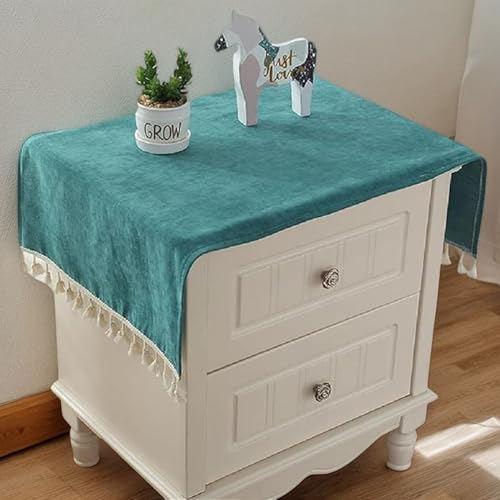 Kleine rechteckige Tischdecke für Couchtisch, einfarbig, Nachttischabdeckung mit Quaste, Chenille-Stoff, staubdicht, abwischbar, Tischdecke für Kühlschrank, TV-Schrank, Mikrowelle, 40 x 90 cm, Grün Kleine rechteckige Tischdecke für Couchtisch, einfarbig, Nachttischabdeckung mit Quaste, Chenille-Stoff, staubdicht, abwischbar, Tischdecke für Kühlschrank, TV-Schrank, Mikrowelle, 40 x 90 cm, Grün von Topwon