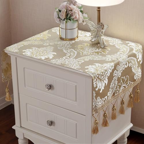 Kleine rechteckige Tischdecke für Nachttisch, Vintage-Blumentischdecke mit Quaste, Chenille-Stoff, knitterfrei, staubdicht, abwischbar, Tischdekoration für Kühlschrank, TV-Schrank, 40 x 90 cm Kleine rechteckige Tischdecke für Nachttisch, Vintage-Blumentischdecke mit Quaste, Chenille-Stoff, knitterfrei, staubdicht, abwischbar, Tischdekoration für Kühlschrank, TV-Schrank, 40 x 90 cm von Topwon