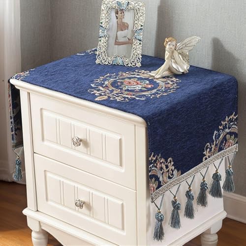 Kleine rechteckige Tischdecke für Nachttisch, Vintage-Blumentischdecke mit Quaste, Chenille-Stoff, knitterfrei, staubdicht, abwischbar, Tischdekoration für Kühlschrank, TV-Schrank, 40 x 90 cm Kleine rechteckige Tischdecke für Nachttisch, Vintage-Blumentischdecke mit Quaste, Chenille-Stoff, knitterfrei, staubdicht, abwischbar, Tischdekoration für Kühlschrank, TV-Schrank, 40 x 90 cm von Topwon
