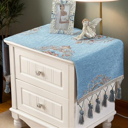 Kleine rechteckige Tischdecke für Nachttisch, Vintage-Blumentischdecke mit Quaste, Chenille-Stoff, knitterfrei, staubdicht, abwischbar, Tischdekoration für Kühlschrank, TV-Schrank, 40 x 90 cm Kleine rechteckige Tischdecke für Nachttisch, Vintage-Blumentischdecke mit Quaste, Chenille-Stoff, knitterfrei, staubdicht, abwischbar, Tischdekoration für Kühlschrank, TV-Schrank, 40 x 90 cm von Topwon