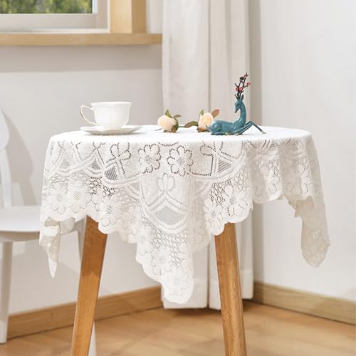Ovale weiße Stickerei-Tischdecke für kleinen Couchtisch, elegante Vintage-französische Blumen, Tischdecke mit gewellten Blumenrändern, ausgehöhlte Tischdecke, Dekoration für drinnen und draußen Ovale weiße Stickerei-Tischdecke für kleinen Couchtisch, elegante Vintage-französische Blumen, Tischdecke mit gewellten Blumenrändern, ausgehöhlte Tischdecke, Dekoration für drinnen und draußen von Topwon