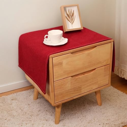 Rechteckige Tischdecke für Nachttisch, einfarbig, rustikale Tischdecke, Leinenstoff, staubdicht, abwischbar, Tischaufsätze für Kühlschrank, Fernsehschrank, Mikrowelle, Heimdekoration, 45 x 115 cm, Rot Rechteckige Tischdecke für Nachttisch, einfarbig, rustikale Tischdecke, Leinenstoff, staubdicht, abwischbar, Tischaufsätze für Kühlschrank, Fernsehschrank, Mikrowelle, Heimdekoration, 45 x 115 cm, Rot von Topwon
