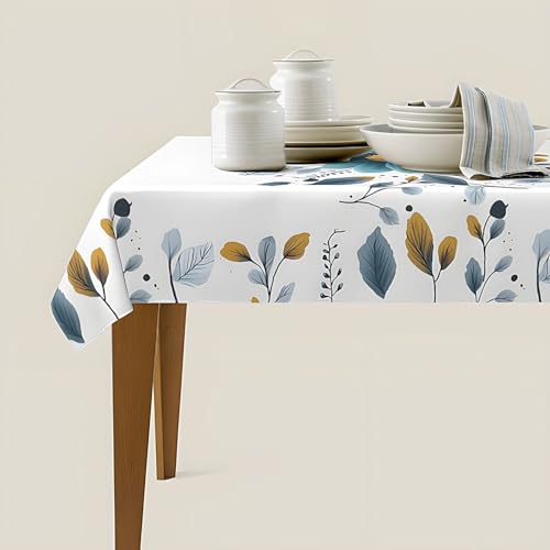 Tischdecke mit Blumenmuster für Couchtisch, rechteckige Tischdecke mit blauen und grauen blühenden Pflanzen, Polyestergewebe, wasserdicht, abwischbar, französische Toilette, dekorativ für Partys Tischdecke mit Blumenmuster für Couchtisch, rechteckige Tischdecke mit blauen und grauen blühenden Pflanzen, Polyestergewebe, wasserdicht, abwischbar, französische Toilette, dekorativ für Partys von Topwon