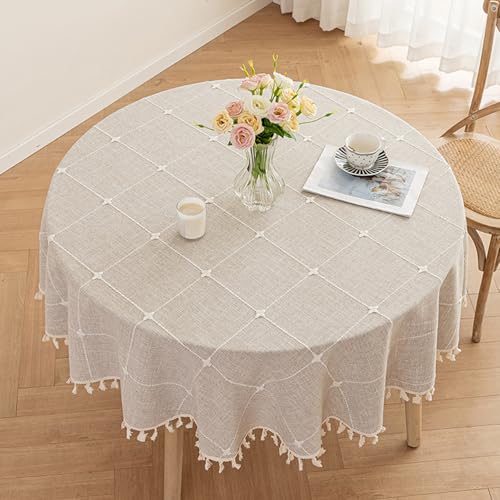 Topwon Geometrische Tischdecke für Couchtisch, Bauernhaus-Tischdecke mit Quasten, wasserdichtes Polyestergewebe, knitterfrei, abwischbar, dekorative Tischdecke für Partyveranstaltungen, Braun, 91,4 x Topwon Geometrische Tischdecke für Couchtisch, Bauernhaus-Tischdecke mit Quasten, wasserdichtes Polyestergewebe, knitterfrei, abwischbar, dekorative Tischdecke für Partyveranstaltungen, Braun, 91,4 x von Topwon