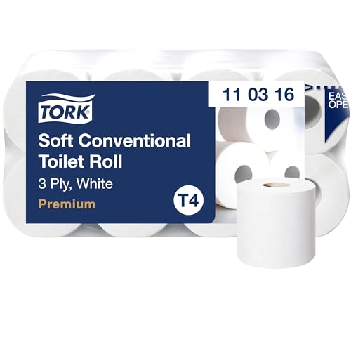 Tork Weiches Kleinrollen-Toilettenpapier in Weiß T4, Premium, 3-lagig, 8 × 250 Blatt, 110316 von Tork