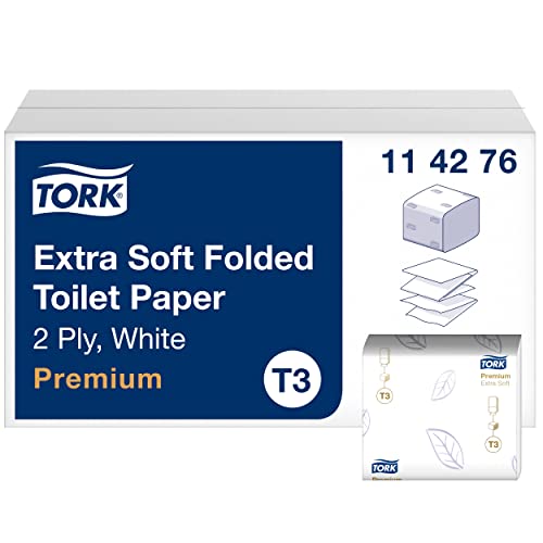 Tork 114276 extra weiches Einzelblatt Toilettenpapier in Premium Qualität für das Tork T3 Einzelblatt System / Toilettenpapier 2-lagig in Weiß, 30 Bündel a 252 Tücher (7.560 Stück) von Tork