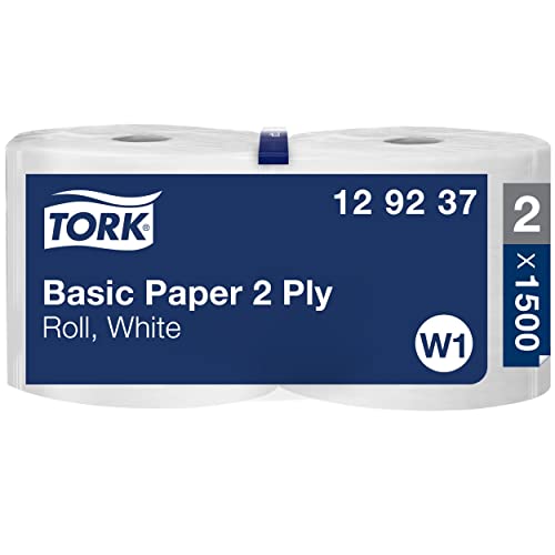 Tork 129237 Standard Papierwischtücher für W1 Bodenständer- und Wandhalter-System / 2-lagige, stabile Papiertücher in Weiß / Universal Qualität / 2 x 510 m von Tork