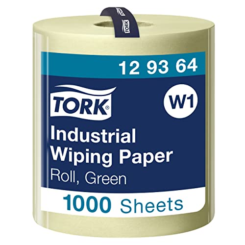 Tork 129364 Industrie Papierwischtücher für W1 Bodenständer- und Wandhalter-System / 3-lagige Putzrolle in Grün / Advanced Qualität / 1 x 340 m von Tork