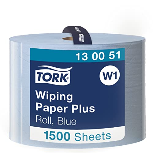 Tork 130051 Starke Mehrzweck Papierwischtücher für W1 Bodenständer- und Wandhalter-System / 2-lagige Putzrolle in Blau / Premium Qualität / 1 x 510 m von Tork