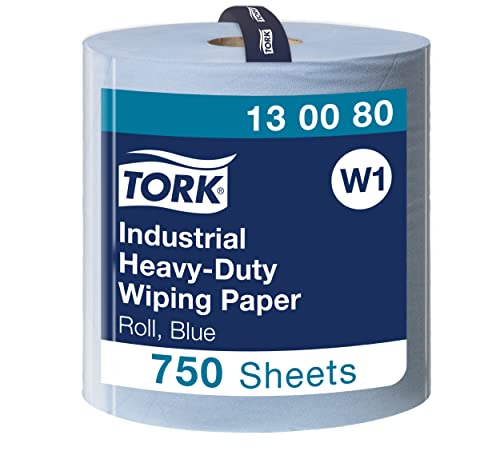Tork Extra Starke Industrie Papierwischtücher Blau W1, Hohe Saugfähigkeit, 1 × 750 Blatt, 130080 von Tork