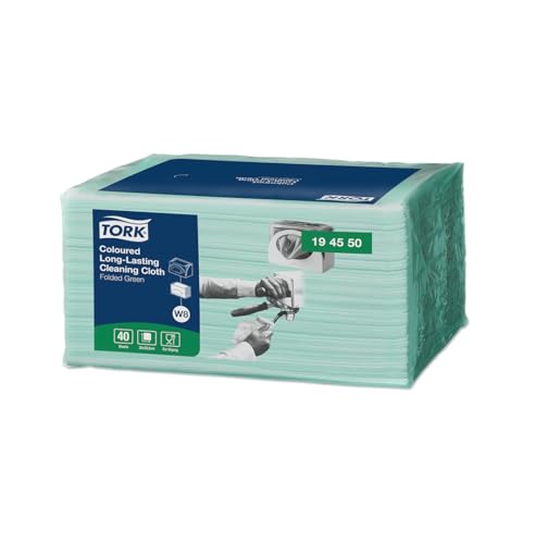 Tork 194550 Langlebige Farbige Reinigungstücher für W8 Small Pack System / 1-lagiges Reinigungstücher Set Grün / Für den mehrfachen Einsatz / Premium Qualität / 8 x 40 Tücher / 30 x 38,5 cm (B x L) Tork 194550 Langlebige Farbige Reinigungstücher für W8 Small Pack System / 1-lagiges Reinigungstücher Set Grün / Für den mehrfachen Einsatz / Premium Qualität / 8 x 40 Tücher / 30 x 38,5 cm (B x L) von Tork
