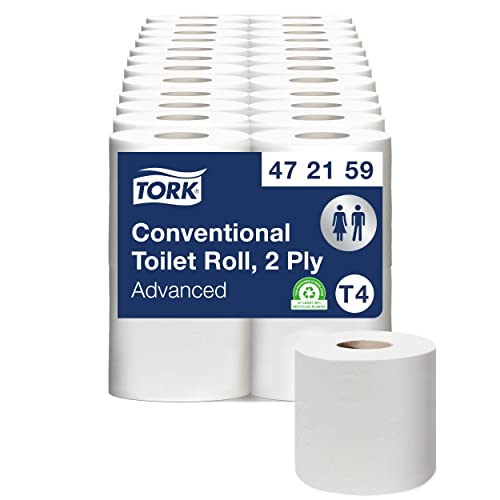 Tork 472159 Kleinrollen Toilettenpapier in Advanced Qualität für Tork T4 Kleinrollensysteme / WC-Papier 2-lagig / weich & reißfest, 12 x 4er Pack (4 x 198 Blatt) von Tork