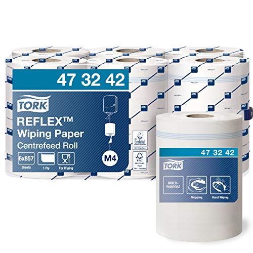 Tork 473242 Reflex Mehrzweck Papierwischtücher für das M4 Innenabrollung Reflex System / 1-lagige Wischtücher in Weiß / Advanced Qualität / 6 x 300 m von Tork