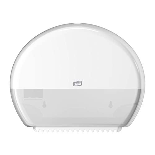 Tork 555000 Spender für Mini Jumbo Toilettenpapier T2 in Weiß / Hygienischer Toilettenpapierspender im Elevation Design / Hohe Kapazität von Tork