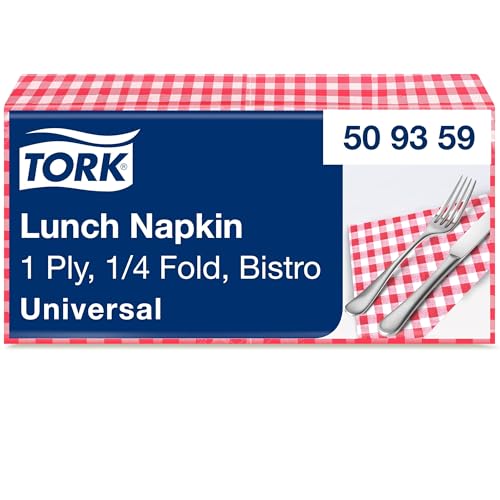 Tork Bistrored Lunchserviette, 1/4-Falz, 1-lagig, 33 cm × 33 cm, 8 × 400 Servietten, 509359 Tork Bistrored Lunchserviette, 1/4-Falz, 1-lagig, 33 cm × 33 cm, 8 × 400 Servietten, 509359 von Tork