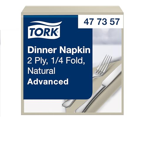 Tork Dinnerservietten Natur, 1/4 falten, 2 lagig, 150 Servietten, 19.8cm x 19.5cm, 477357 von Tork