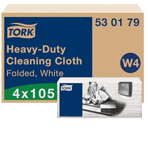 Tork Extra Starke Reinigungstücher Weiß W4, Mehrzweck, 4 × 105 Tücher, 530179 von Tork