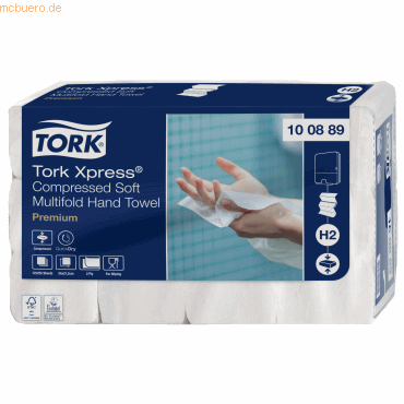 Tork Falthandtücher 21x24cm 2-lagig Multifold weiß 2700 Stück Tork Falthandtücher 21x24cm 2-lagig Multifold weiß 2700 Stück von Tork