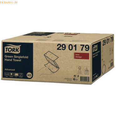 Tork Handtücher Advanced Zickzack-Faltung 2-lagig grün VE=15x250 Stück von Tork