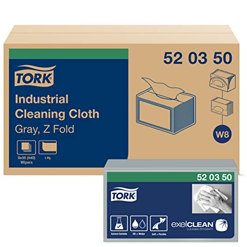 Tork Industrie-Reinigungstücher Grau W8, Gefaltet, 8 × 55 Tücher, 520350 Tork Industrie-Reinigungstücher Grau W8, Gefaltet, 8 × 55 Tücher, 520350 von Tork