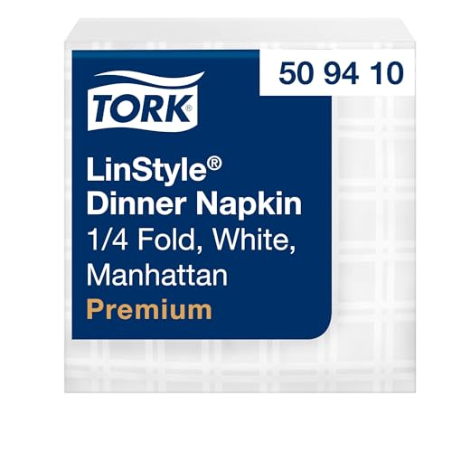Tork LinStyle Dinnerservietten Weiß, 1/4-Falz, 19,5 × 19,5 cm, 14 נ50 Servietten, 509410 Tork LinStyle Dinnerservietten Weiß, 1/4-Falz, 19,5 × 19,5 cm, 14 נ50 Servietten, 509410 von Tork