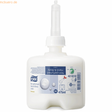 Tork Lotion Premium Hand & Body für S2-System 8 Flakon a 475ml von Tork