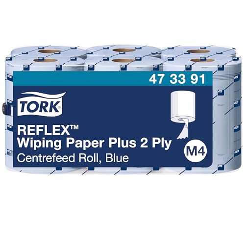 Tork Reflex Starke Mehrzweck-Papierwischtücher Blau M4, SmartCore, 6 × 450 Blatt, 473391 von Tork