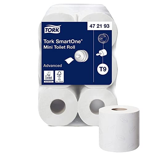 Tork SmartOne Mini Toilettenpapier Weiß T9, Advanced, 2-lagig, 12 × 620 Blatt, 472193 von Tork