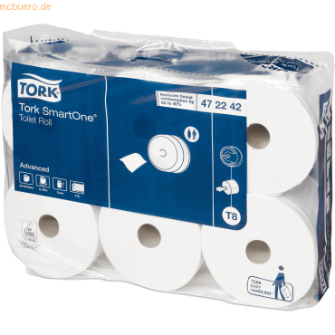 Tork Toilettenpapier Advanced SmartOne T8 2-lagig 13,4cmx207m weiß VE= von Tork