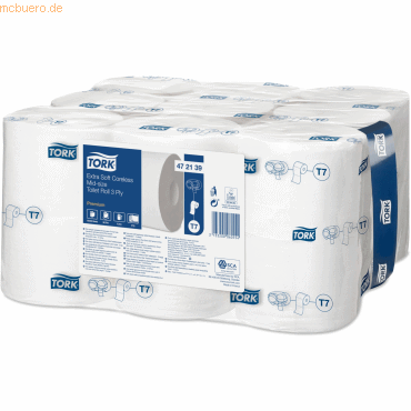 Tork Toilettenpapier Premium Midi hülsenlos T7 3-lagig 9,3cmx68,8m wei von Tork