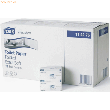 Tork Toilettenpapier Premium gefaltet 2-lagig 11x19cm weiß VE=30x252 T von Tork