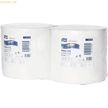 Tork Wischtücher Advanced 415 1-lagig 24,5x40cm/460m weiß VE=2 Rollen Tork Wischtücher Advanced 415 1-lagig 24,5x40cm/460m weiß VE=2 Rollen von Tork