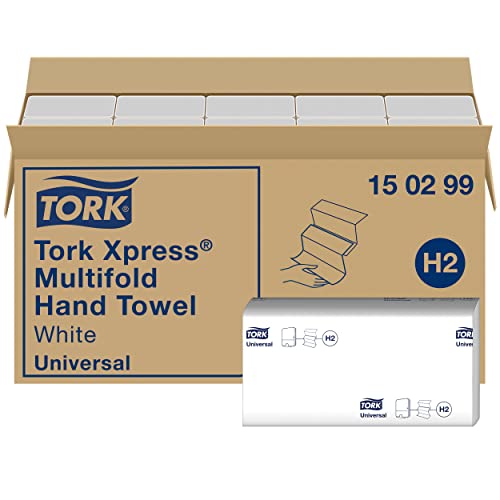 Tork Xpress Multifold Papierhandtücher 150299 - H2 Universal Falthandtücher für Handtuchspender - mehrfach gefaltet, 2-lagig, weiß - 20 x 237 Tücher von Tork