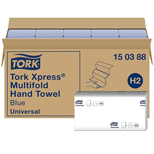 Tork Xpress Multifold Papierhandtücher 150388 - H2 Universal Falthandtücher für Handtuchspender - mehrfach gefaltet, nachverfolgbare Herkunft, 2-lagig, blau - 20 x 237 Tücher von Tork
