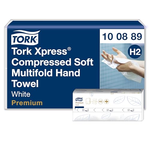 Tork Xpress komprimierte weiche Multifold-Papierhandtücher Weiß H2, Premium, 2‑lagig, Z‑Falz, saugfähig, 12 x 225 Tücher, 100889 Tork Xpress komprimierte weiche Multifold-Papierhandtücher Weiß H2, Premium, 2‑lagig, Z‑Falz, saugfähig, 12 x 225 Tücher, 100889 von Tork
