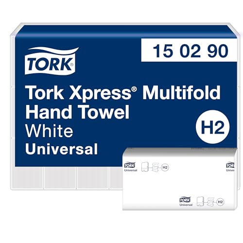 Tork Xpress kosteneffiziente Multifold-Handtücher Weiß H2, Universal-Qualität, 2-lagig, 100 Prozent recycelte Fasern, 21 × 226 Tücher, 150290 von Tork