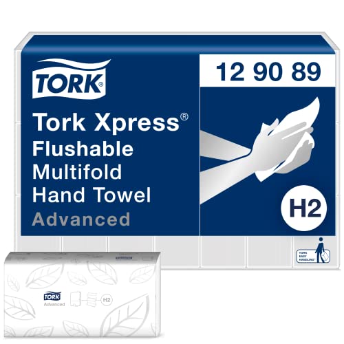 Tork Xpress weiche Multifold Papierhandtücher schnellauflösend 129089 - H2 Advanced Falthandtücher für Handtuchspender - saugfähig und reißfest, 2-lagig, weiß - 21 x 200 Tücher von Tork