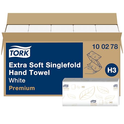 Tork extra weiche Zickzack Papierhandtücher Premium 100278 - H3 Falthandtücher für Zickzack Papierhandtuchspender - besonders saugfähig, 2-lagig, weiß - 15 x 200 Tücher von Tork