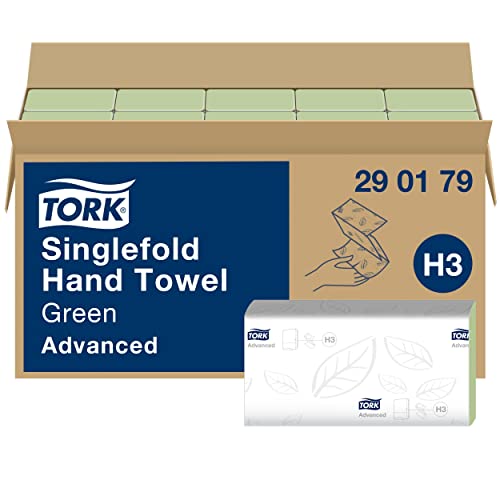 Tork Zickzack-Handtücher Grün H3, Advanced-Qualität, Einzeltuchentnahme, 15 × 250 Tücher, 290179 von Tork