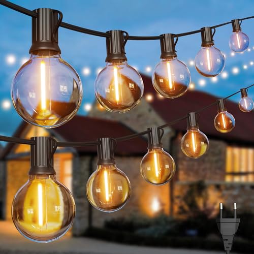LED Lichterkette Außen Strom 16.8m - Outdoor Lichterketten 55FT mit Aussen Wetterfest 25+1 G40 Glühbirne Warmweiß Aussenlichterkette für Balkon Garten Pavillon Terrasse Vorzelt Hochzeit Party von Torkase