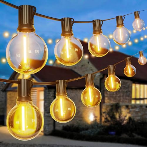 LED Lichterkette Außen Strom 33.5m - Outdoor Lichterketten 110FT mit Aussen Wetterfest 56+2 G40 Glühbirne Warmweiß Aussenlichterkette für Balkon Garten Pavillon Terrasse Vorzelt Hochzeit Party von Torkase