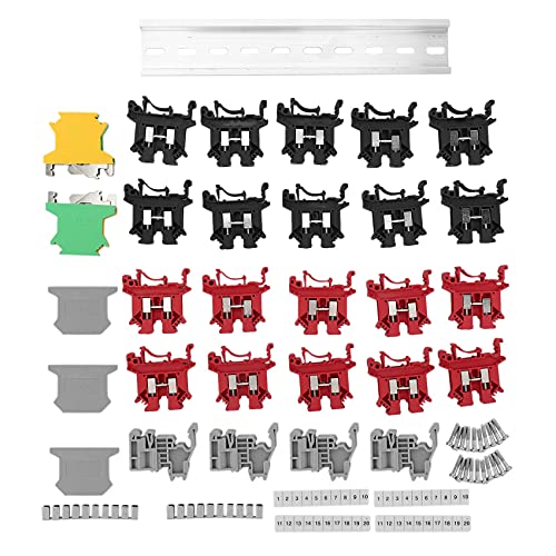Klemmenblock-Set DIN-Schienen-Klemmen + Erdungsblöcke + Aluminiumschiene + Endhalterungen + Endkappen + Brückenkit Klemmenblock-Set DIN-Schienen-Klemmen + Erdungsblöcke + Aluminiumschiene + Endhalterungen + Endkappen + Brückenkit von Torribala