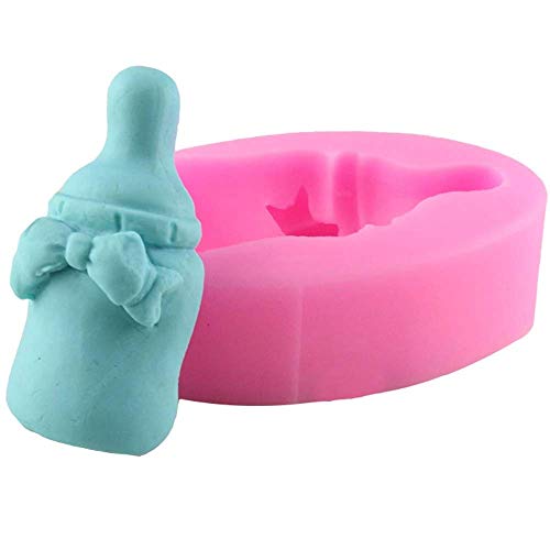 Baby Milchflasche mit Schleife Silikonform von Torten Deko Shop